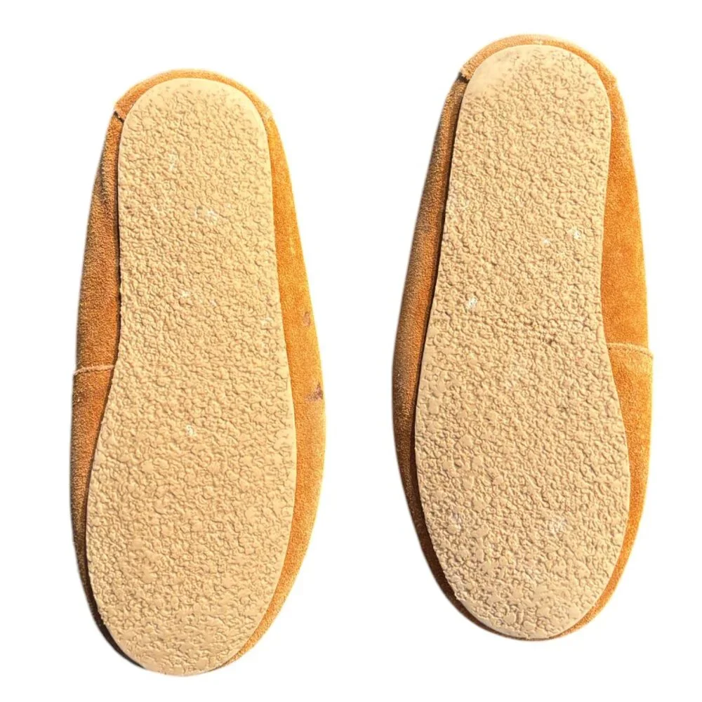 J Crew Crewcuts kids lodge moccasin slippers suede faux-shearling chestnut K3‎